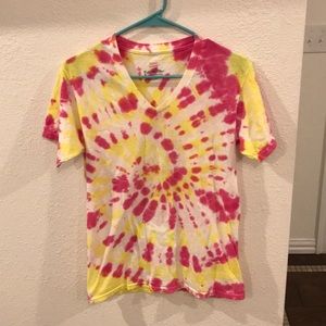 Hanes V Neck Tie Dye Shirt